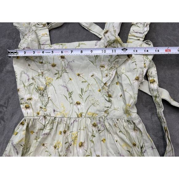 H&M Wildflower Meadow open back Poplin Light Green Floral midi Dress sz XS - Picture 11 of 16